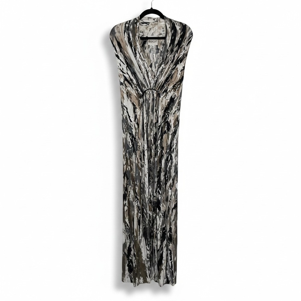 Heyne Bogut Women's Multicolor Abstract Print Sleeveless Long Maxi Dress Small
